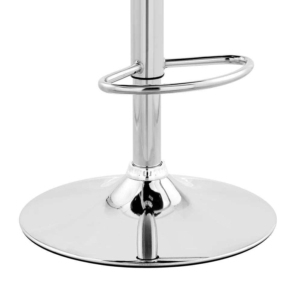 Faux Leather and Metal Adjustable Bar Stool, Cream and Silver Contemporary Home Bar Furniture