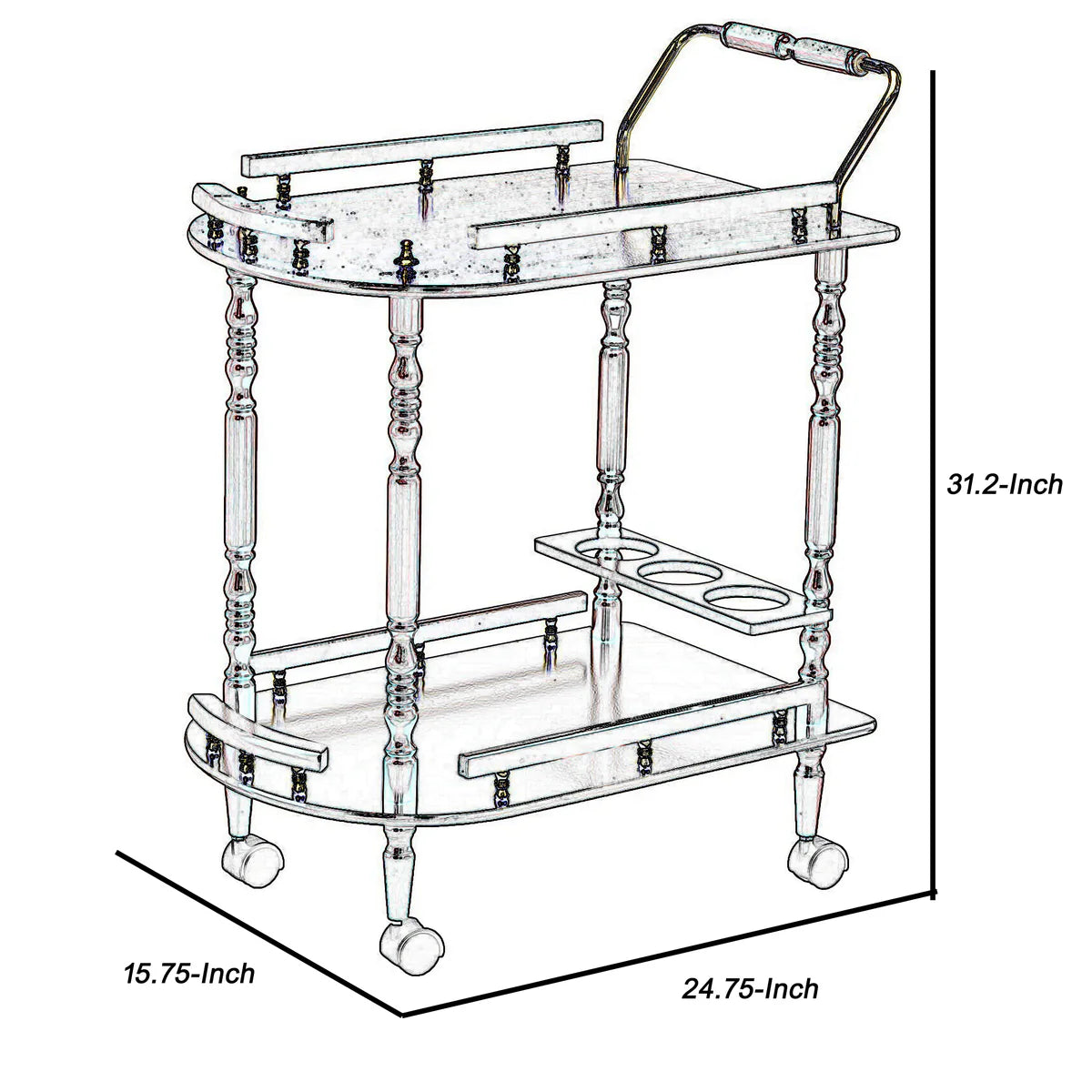 2-Tier Brown Bar Cart & Serving Cart – Stylish and Functional, Elegant