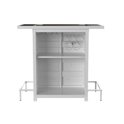 Lalka Sliding Door Bar Table in White Stylish Home Bar and Cabinet