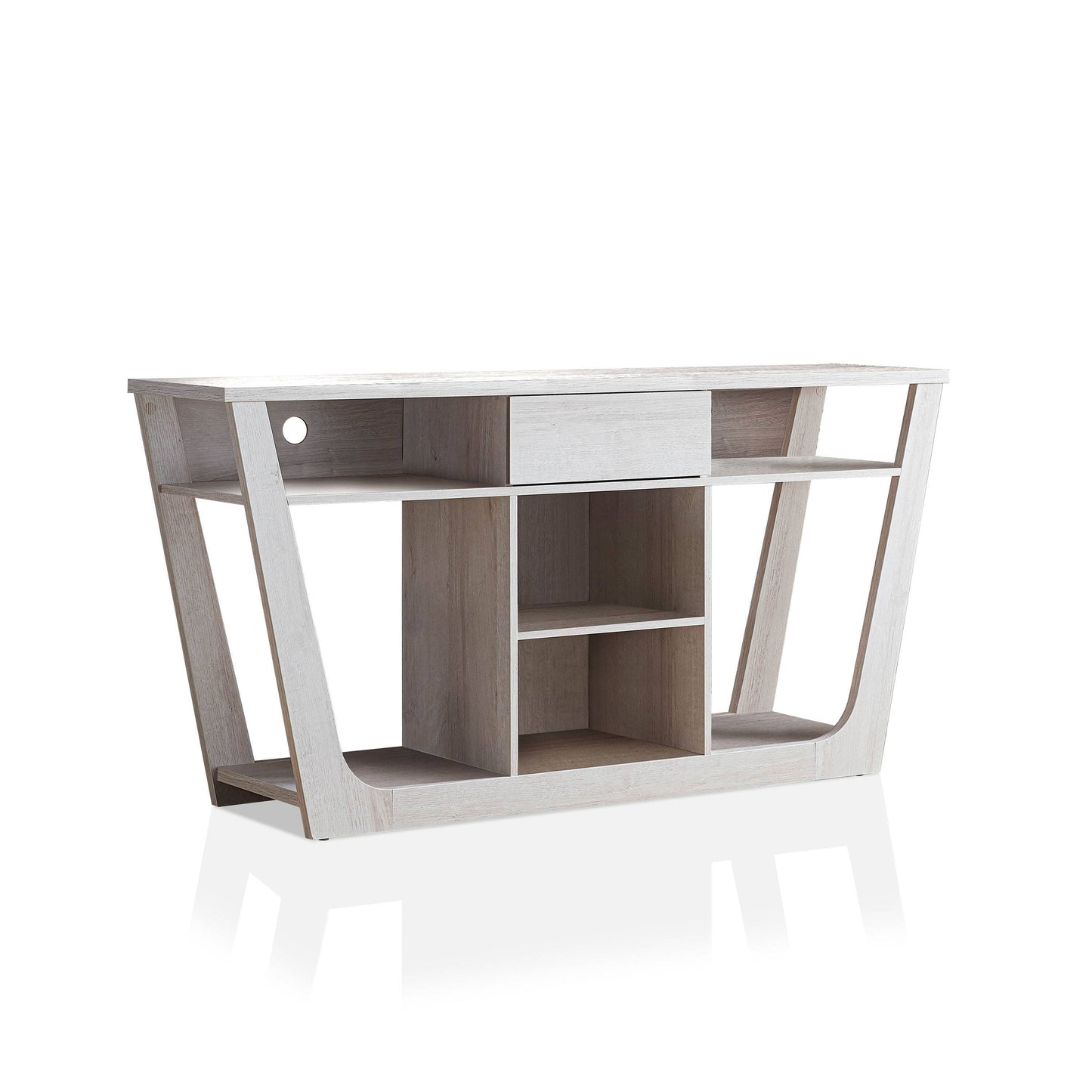 Frankl Multi-Storage Buffet in White Oak Elegant Home Bar and Cabinet